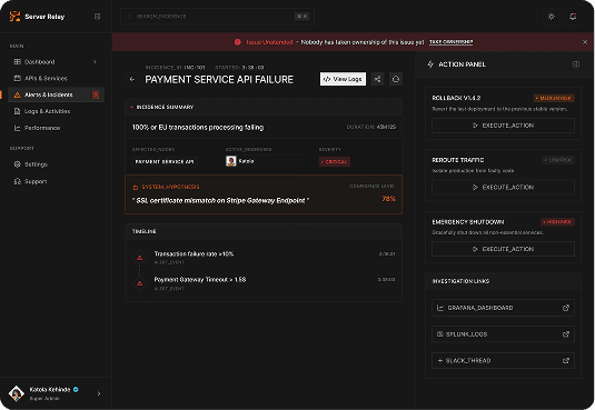 Incident management dashboard